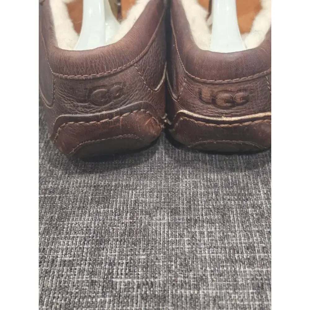 UGG Ascot Men's Leather Slippers Brown Moccasin Loafers Size 9 Style 5379